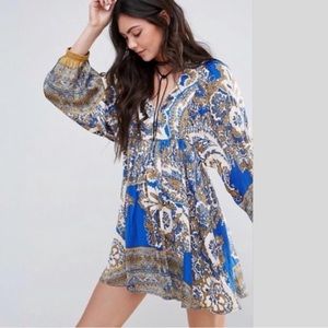 Free People Blue Gold Say You Love Me Dress